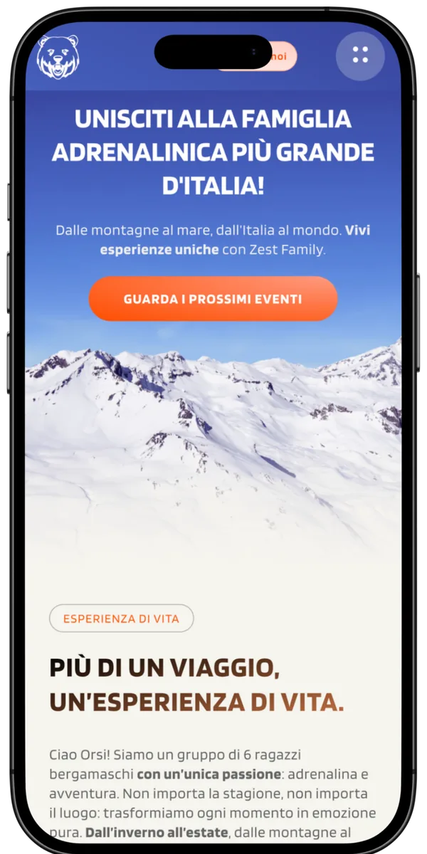 Sezione interna del sito Zest Family realizzato da Girhouse