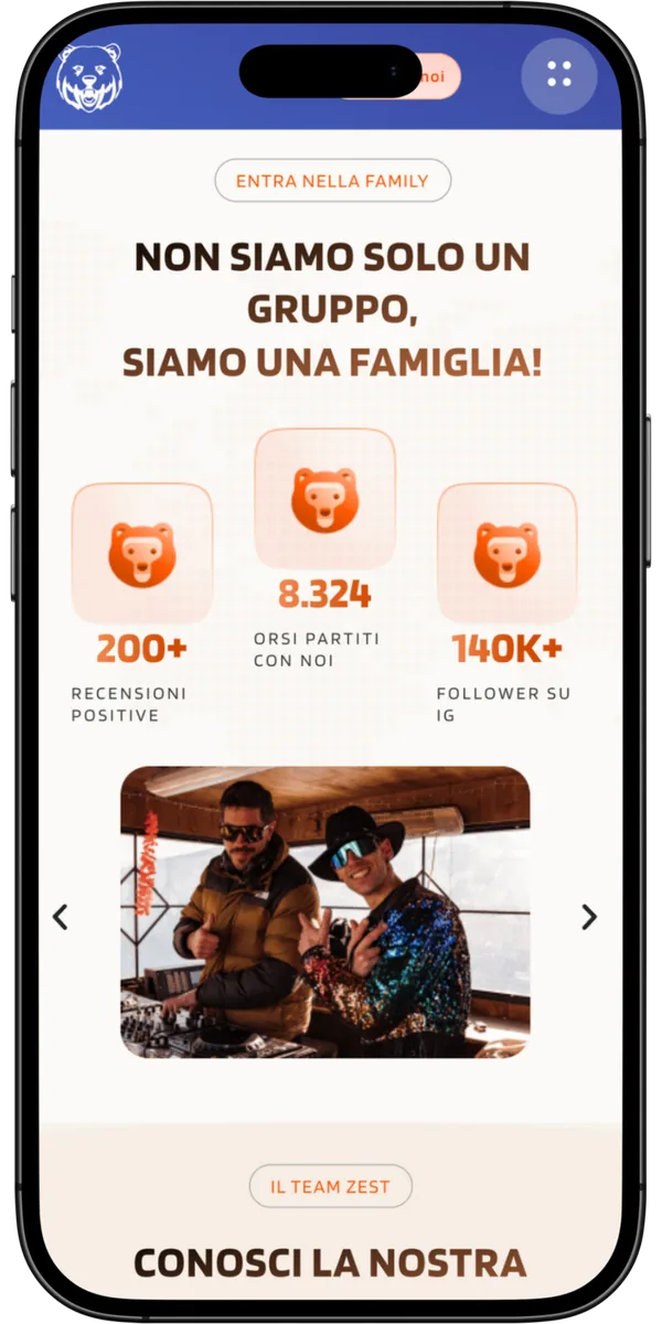 Homepage del sito Zest Family realizzato da Girhouse