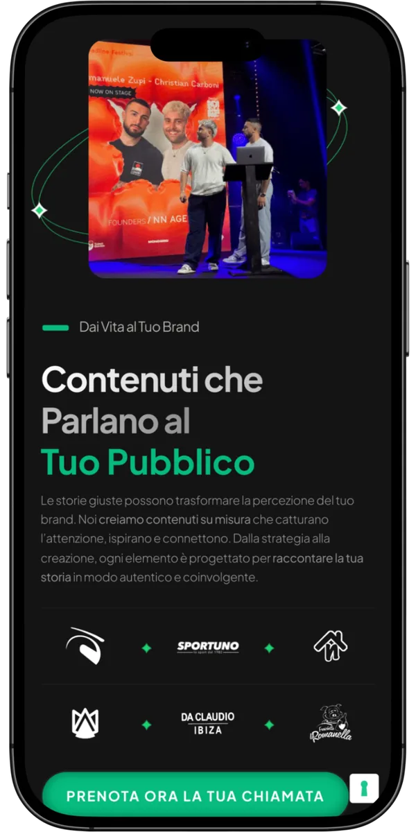 Sezione interna della landing page Enne Agency realizzata da Girhouse